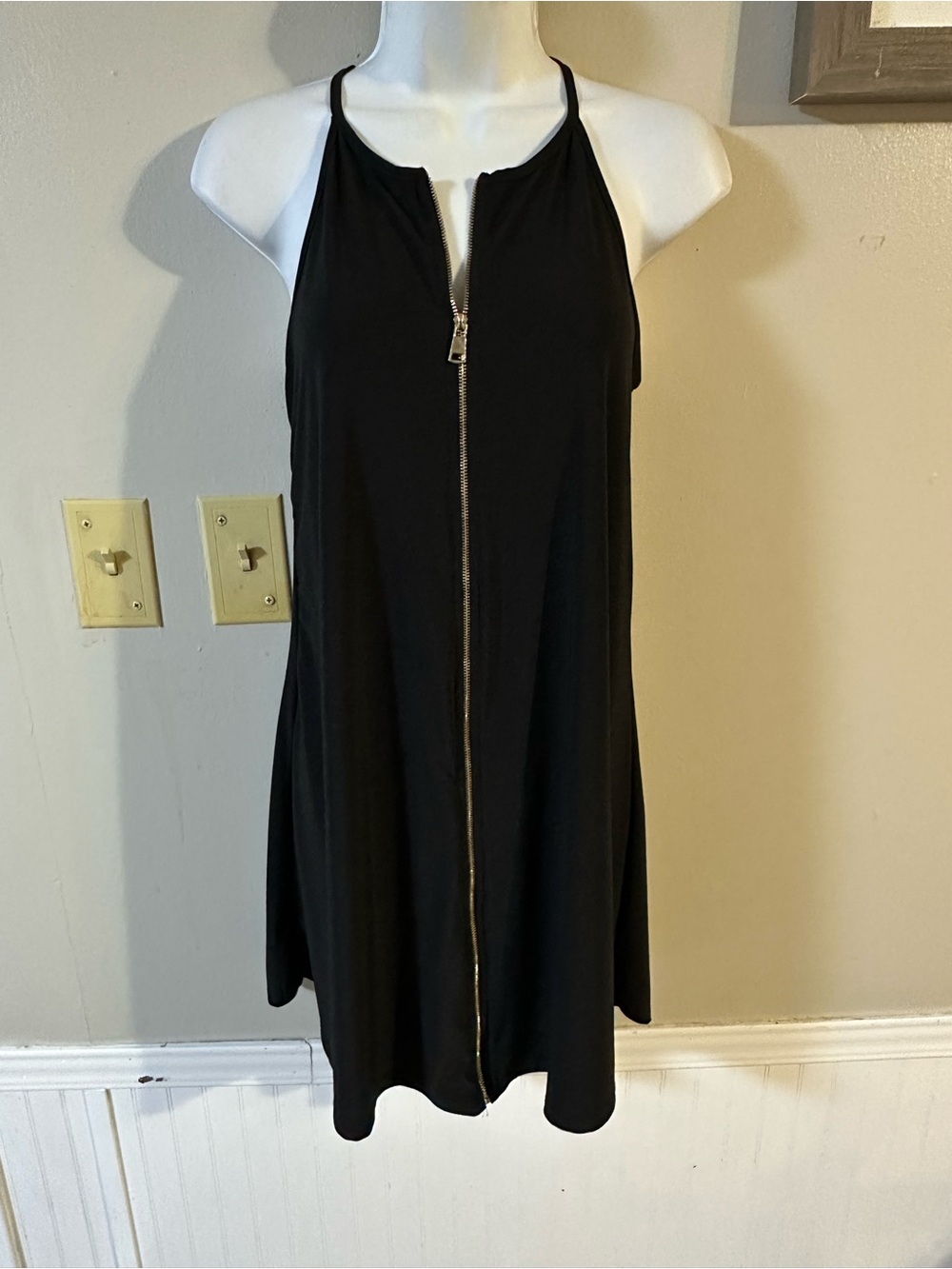 Pinc Black Zip-Front Mini Dress